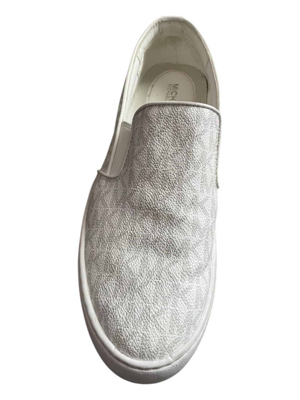 Michael Kors White Keaton Slip-On Sneaker Mini MK PVC Logo size 6/2 - Picture 3 of 10